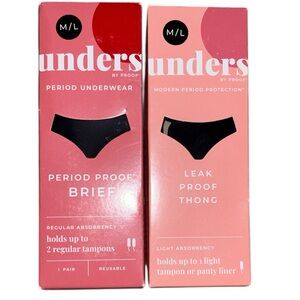NEW 2 pairs of Unders period proof thong and brief panties